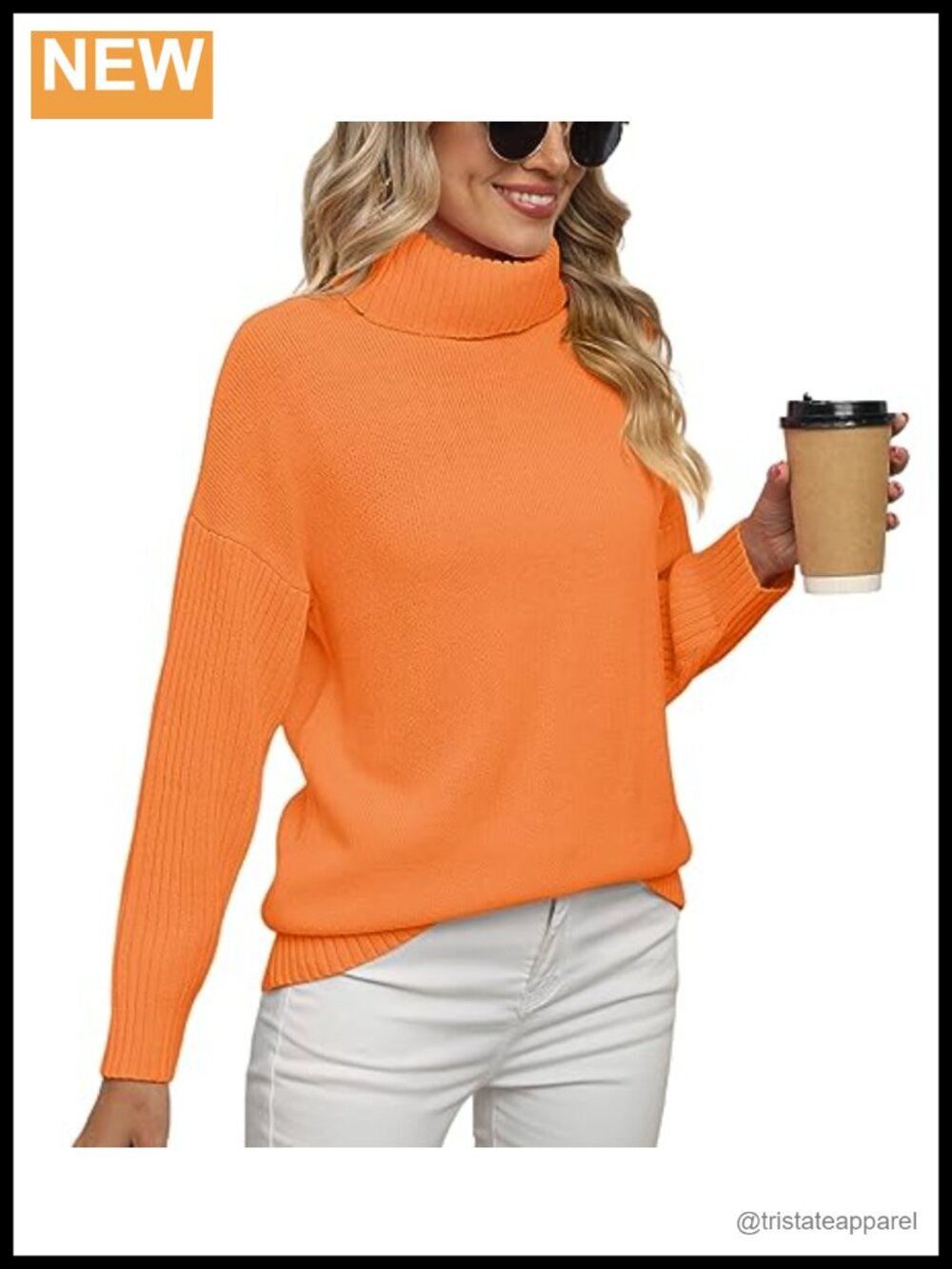 Turtleneck Chunky Oversized Tunic Sweater Pullover Acrylic Ribbed